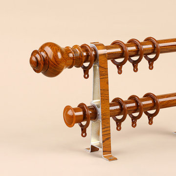 QYR46 1-1/8" Diameter On Sales Wood Grain Aluminum Alloy Single Double Curtain R