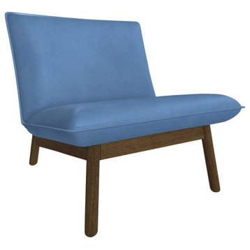 Cantor Leather Lounge Chair, Finish Shown: Shiitake, Leather Shown: Indigo Mist