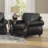 Sunset Trading Charleston 42" Top-Grain Leather Armchair in Black