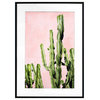 "Plants on Pink – Cactus" Framed Art Print, 28"x20"