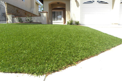This is an example of a traditional front yard landscaping in Los Angeles.