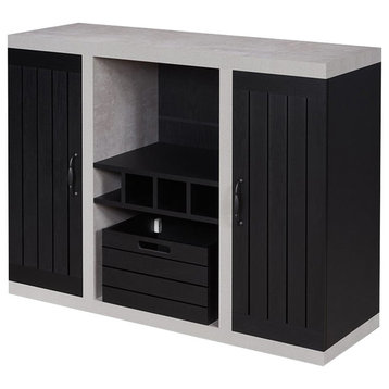 Furniture of America Vando Industrial Wood Multi-Storage Buffet in Black