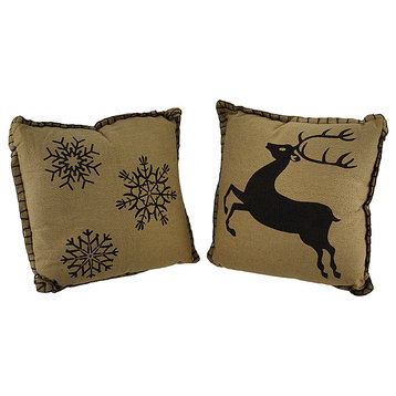 Prancer and Snowflakes Decorative Throw Pillow Set