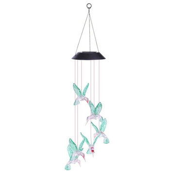 Solar Color Changing Led Hummingbird Wind Chime