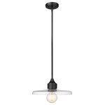 Z-Lite - Paloma One Light Pendant in Matte Black - A disc of smooth  clear glass ensures bright illumination from this modern one-light pendant from the Paloma collection. Adding an element of nostalgia and craftsmanship in any room  the fixture pairs a crisp matte black finish with a simple  clean silhouette that promises bright illumination in a stylish but understated profile.&nbsp