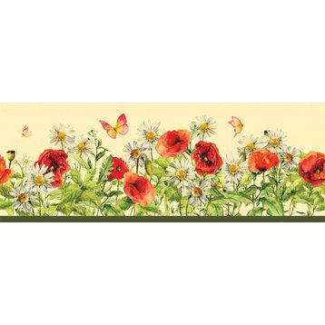 GB40020 Wildflower Bloom Peel & Stick Wallpaper Border 10in Height x 15ft Long