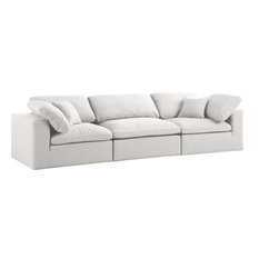 Serene Linen Down Filled Cloud Modular Sofa, Cream, 3-Seater