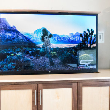 TV Lift Cabinet in solid Maple Infused with Solid Walnut (The Naramada)