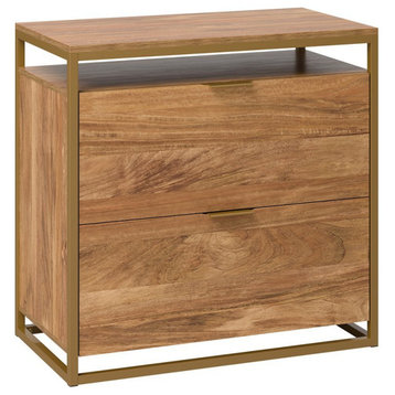 Sauder International Lux Engineered Wood File Cabinet in Sindoori Mango/Brown