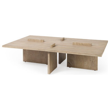 Aida 56x34x15 Wood Rectangle Coffee Table, Grey Brown