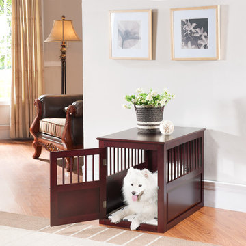 Mark Pet Crate in Mahogany Wood by Elegant Home Fashions
