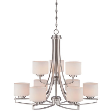 Axel 9 Light Chandelier with Satin Platinum Finish