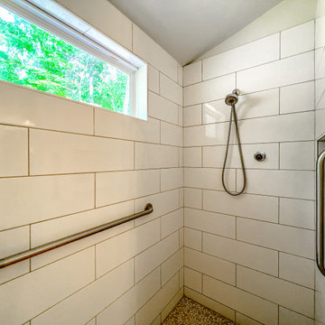 Curbless Shower with Grab Bars and Natural Light