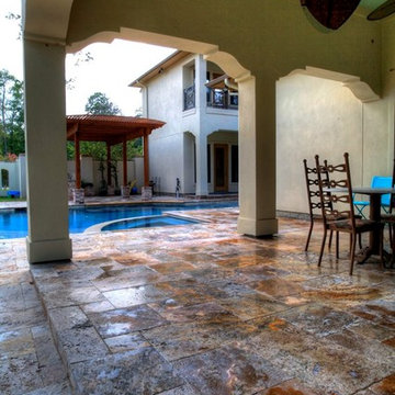 Rectangular Pool 3 - disappearing fountain and pergola