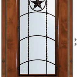 Pre-hung Single Door 80 Wood Alder Texan Texas Star 3/4 Lite - Front Doors