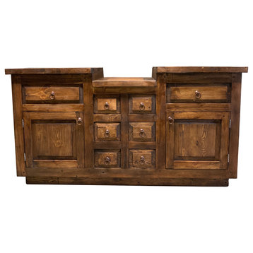 Bowie Rustic Bathroom Vanity, 60"x22"36", Left and Right Drawers False