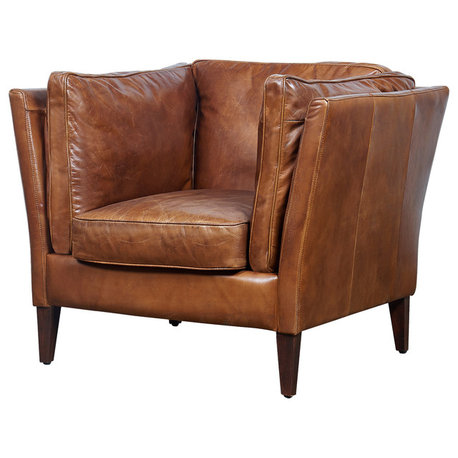 Top Grain Vintage Leather Kennedy Arm Chair, Light Brown
