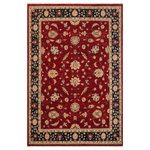 Bareens Designer Rugs - Classic Ziegler Tequila Red Blue Hand-Knotted Wool Rug - 9'2'' x 12'0'' - Enhance the ambiance of your home with this magnificent Persian-influenced Turkish hand-knotted rug made by skilled artisans capable of creating the most exceptional vegetable dyes and hand-spun wool. This exquisite handmade rug is a one-of-a-kind Peshawar Kafkaz, otherwise identified as Chobi, Chobi Peshawar, Oushak, or Ziegler rug. These handmade rugs are crafted in Pakistan utilizing superior-quality wool imported from Australia, New Zealand, and Korea in two types of weaves: the Persian weave and the Mori weave. This rug is meticulously crafted by hand using the finest natural vegetable dyes extracted from local plants. The artisans use a blend of hand-spun local and fine merino wool, resulting in a rug with a compelling texture, higher lanolin content, and longer staple. The artisans occasionally incorporate natural or artificial silk into the pile to enhance specific motifs. The finished product is an awe-inspiring execution of flawless design and an understated palette that exudes elegance.