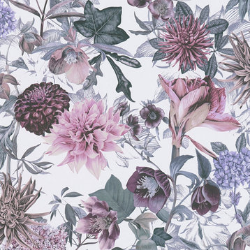 Althea Lavender Flower Garden Wallpaper Sample
