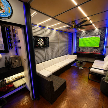 Enclosed Patio Room With Coffee Bar and Vapor Fireplace