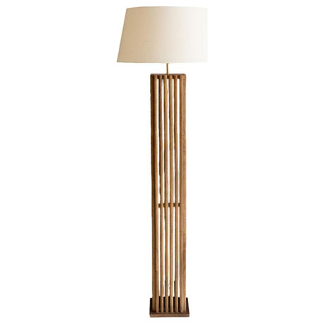 Elegant Wood Spindles Floor Lamp Ribbed Striped 60.5 in Classic Minimalist Logs