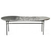 52" Long Doroteo Coffee Table Gunmetal Ombre Iron Parquet Pattern Marble Top