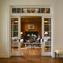 pocket glass doors with transoms