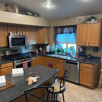 Cabinet Reface With Color-Matched Stain