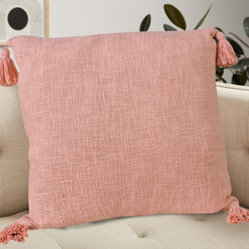Ox Bay Handwoven Pink Solid Organic Cotton Pillow Cover, 20"x20"