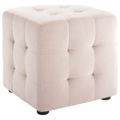 Low Footstool Pouffe Plush Velvet Blush Pink Stool Foot Rest Under Desk  Foot Rest Small Buttoned Ottoman 