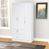 Better Home Products Symphony Wardrobe Armoire Closet with Two Drawers, White
