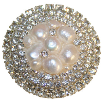 Ivory Glamour Knob, 1.75", Silver Glam