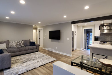 Inspiration for a modern living room remodel in Detroit