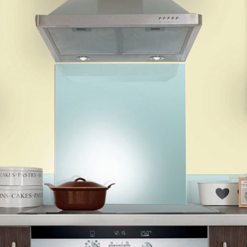 Blue glass splashbacks