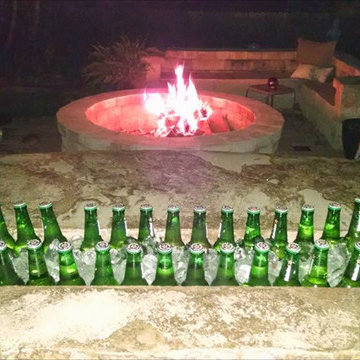 Outdoor bar counter with integrated drink trough