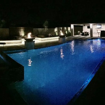 Moder Pool, Spa, Outdoor Cabana and Kitchen
