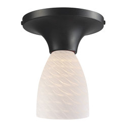 ELK Lighting - Celina 1-Light Semi-Flush, Dark Rust and White Swirl Glass - Flush-mount Ceiling Lighting