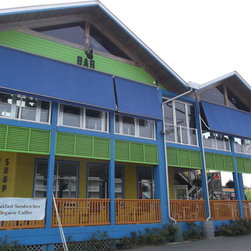 Motorized Retractable Drop Arm Window Awnings- Bad Monkey Restaurant - Products