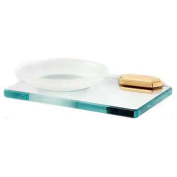 Alno A7730 Nicole Wall Mounted Glass Soap Dish - Unlacquered Brass