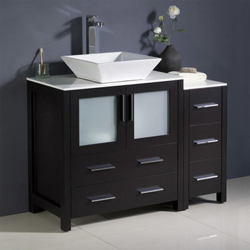 Torino 42" Modern Bathroom Cabinet With Top and Vessel Sink, Base, Espresso