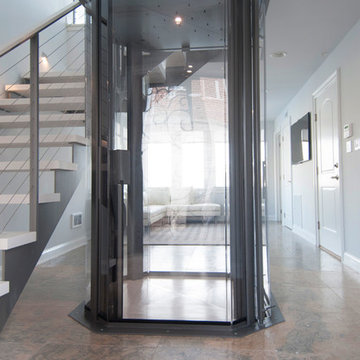 Glass Elevator in Staircase