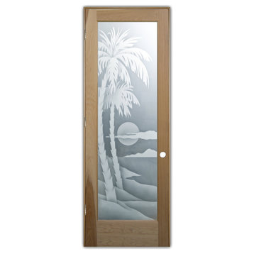 Pantry Door - Palm Sunset - Hickory - 28" x 96" - Knob on Right - Pull Open