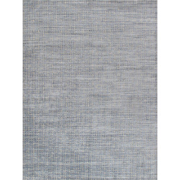 Pasargad Home Slate Hand-Loomed Silk and Wool Area Rug, 8' 0" X 10' 1"