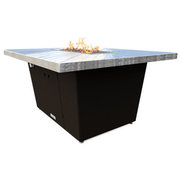 Rectangular Fire Pit Table, 52x36x1.5, Natural Gas, Brushed Aluminum Top, Bronze