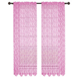 Transitional Curtains Lucy Sheer Curtain Panels, Set of 2, Fuchsia