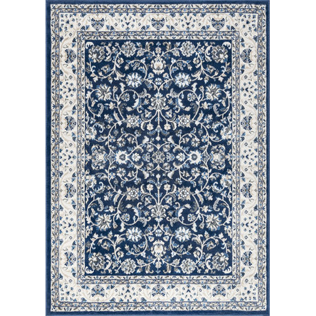 Tessie Traditional Floral Dark Blue Rectangle Area Rug, 7.6'x10'