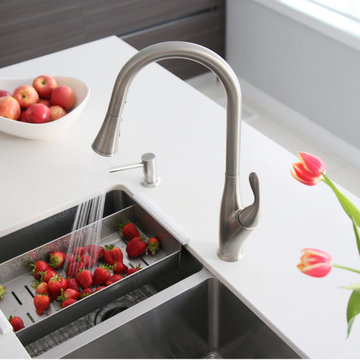 Single Handle Pull Down Kitchen Faucet in Brushed Nickel
