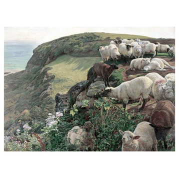 "Our English Coasts (Strayed Sheep)" Paper Print by William Holman Hunt, 38"x28"