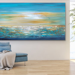 Preethi Arts - 60x36" Original handmade Art coastal minimal Contemporary Painting Wall Art - Paintings