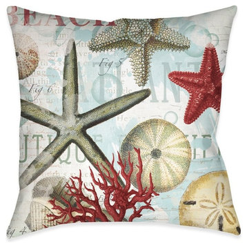 Laural Home Beach Shells Outdoor Decorative Pillow, 20"x20"